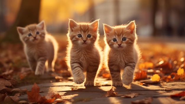 веселые коты гуляют по городу