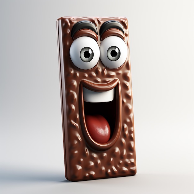 Photo funny character chocolate bar cartoon 3d illustration