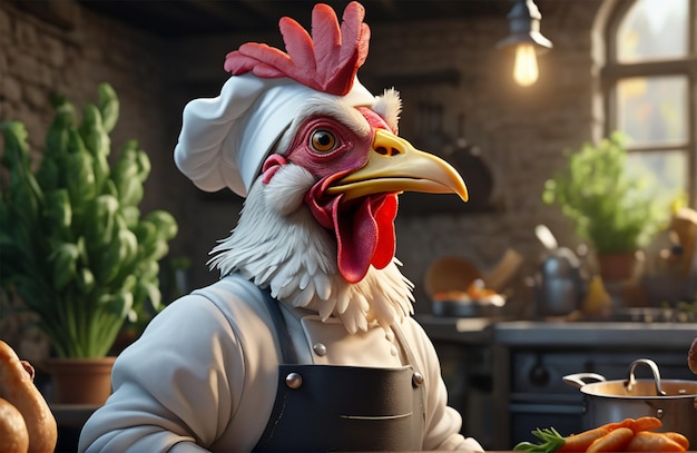 Funny chicken cartoon of a chef