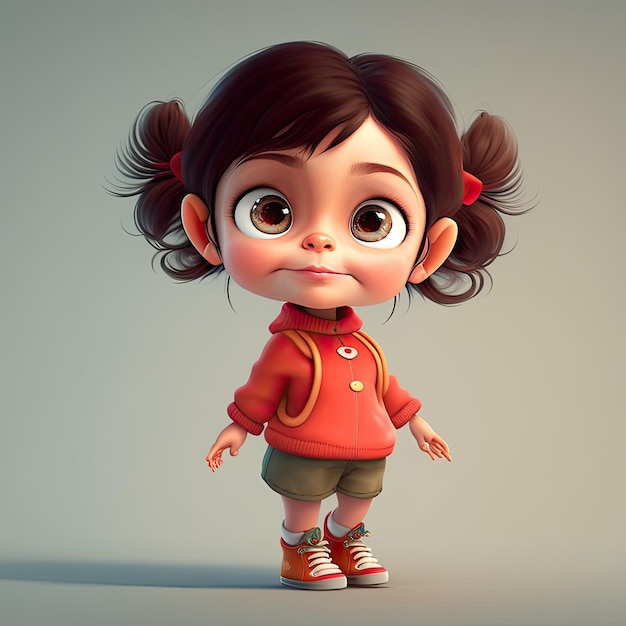Funny childish female and young character on a light color background Generative AI
