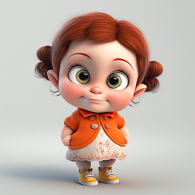 Funny childish female and young character on a light color background Generative AI