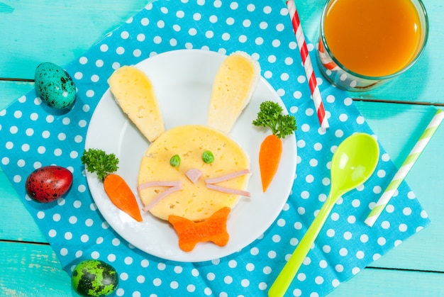 Funny children's Breakfast at Easter