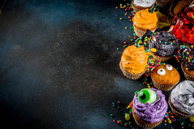 Funny children's cupcakes for Halloween