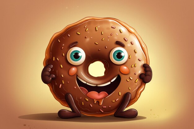 Funny Chocolate Donut Character