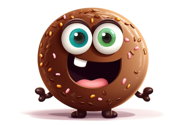 Funny Chocolate Donut Character