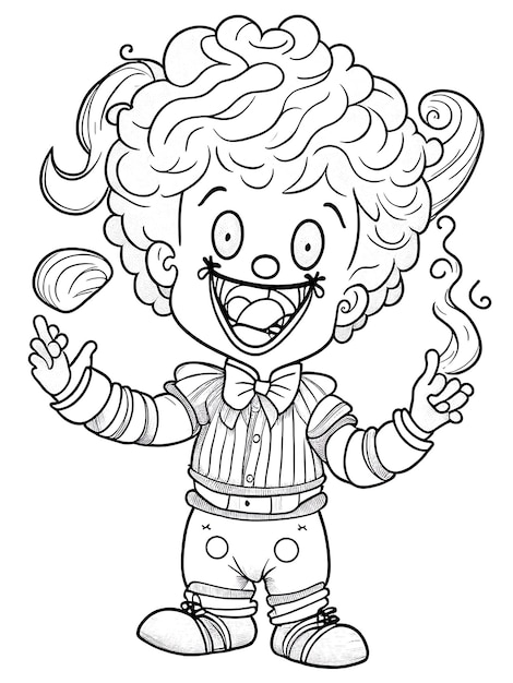 Funny clown coloring page