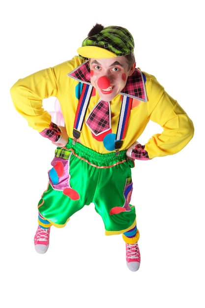 Funny clown isolated on white background