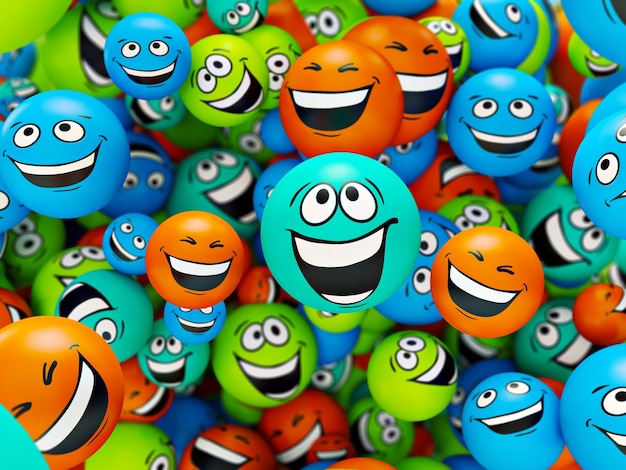 Funny colorful smiles. Positive emotions