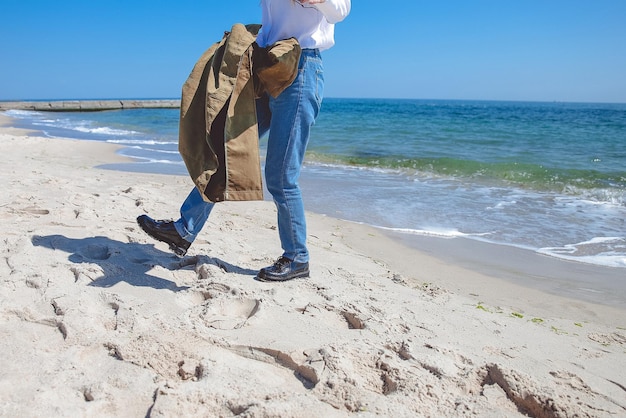 Funny couple near sea