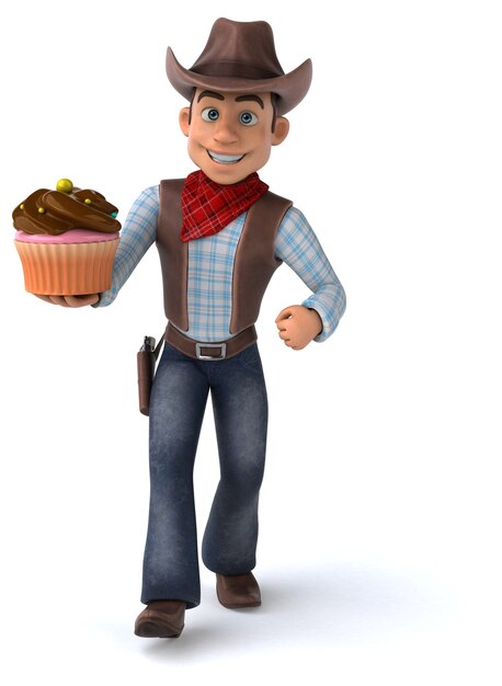 Funny Cowboy 3D Illustration