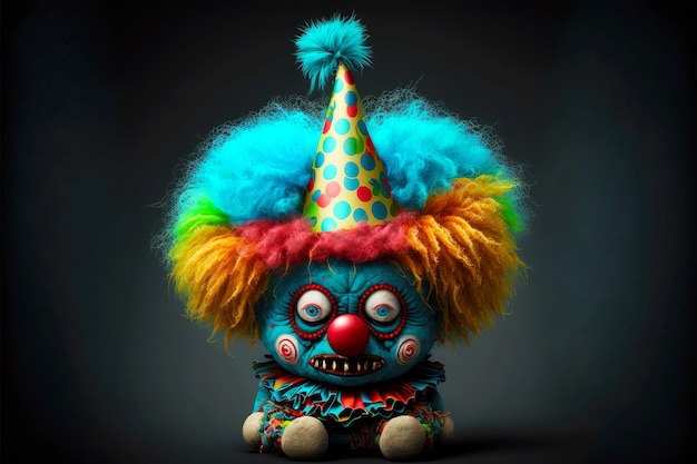Funny creature disguised as clown cute funny monster generative ai