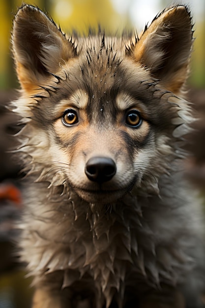 Funny cute Baby wolf selfie photography close up