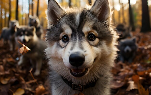 Funny cute Baby wolf selfie photography close up