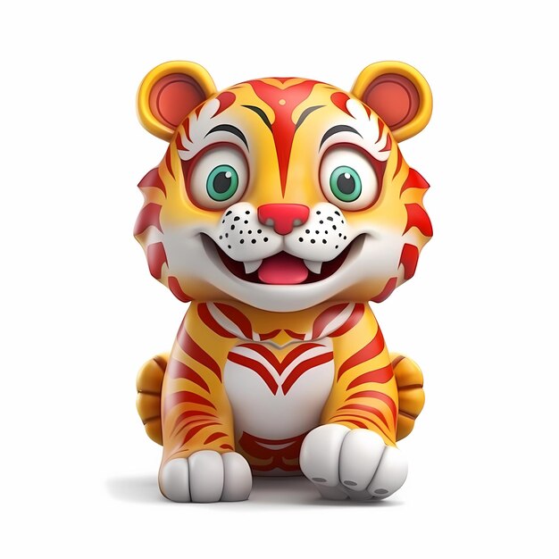 Photo funny cute cartoon 3d animals tiger