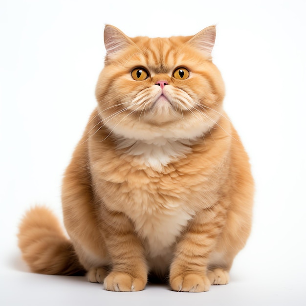 funny cute chubby cat on white background