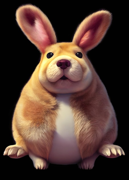 楽しい可愛い犬のウサギのファンタジーキャラクターラスターイラスト.