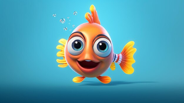 Photo funny cute fish charactergenerative ai