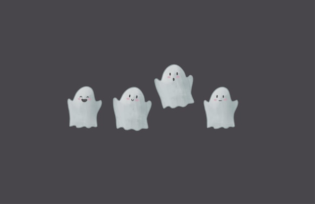 Photo funny cute ghost halloween illustration