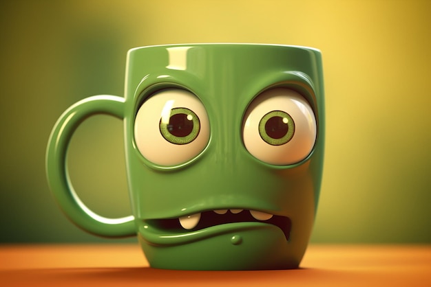 Funny cute mug cartoon character illustration