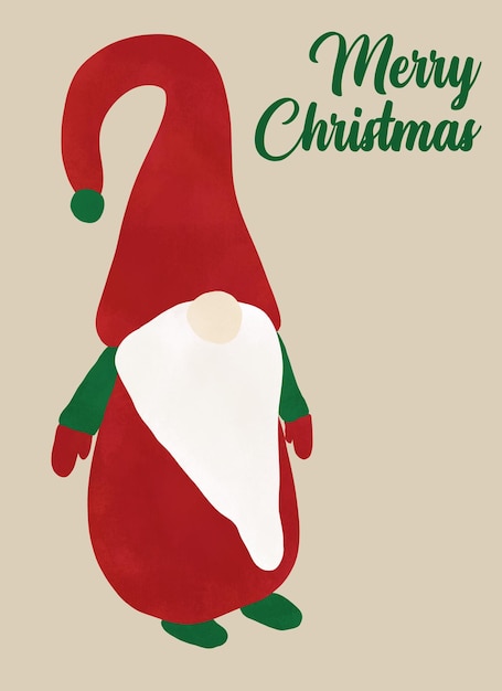 재미 있은 귀여운 그려진된 난쟁이 그림 메리 크리스마스 선물 카드 인쇄할 수 있는 겨울 예술