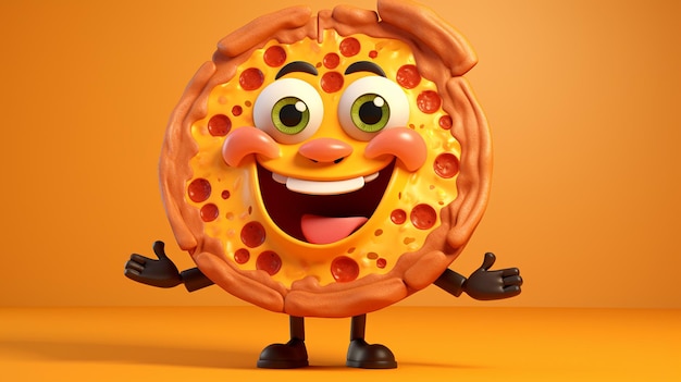 Photo funny cute pizza slice with eyes