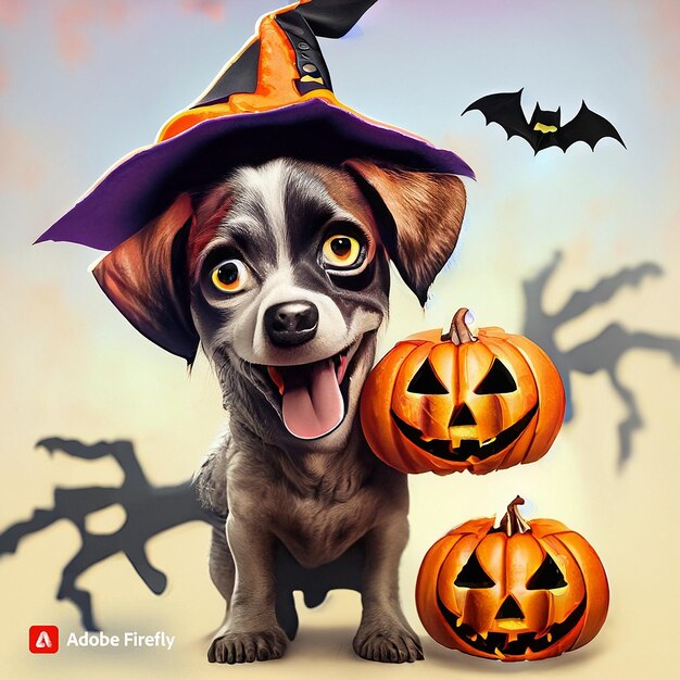 Photo a funny dog celebrating halloweens