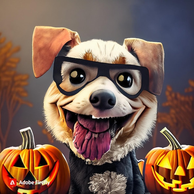 A funny dog celebrating Halloweens