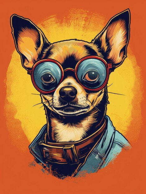 Funny dog retro design print for tshirts generative ai