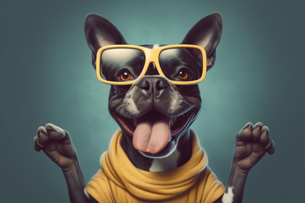 Funny dog in sunglasses Generative AI