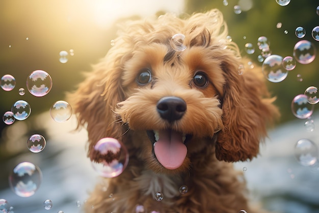 Funny Dog Taking Bubble Bath pet shower advertise