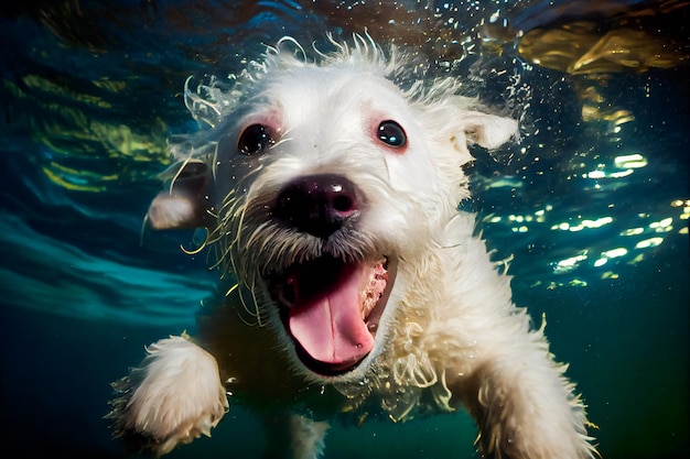 Funny Dog Underwater Generative AIxA