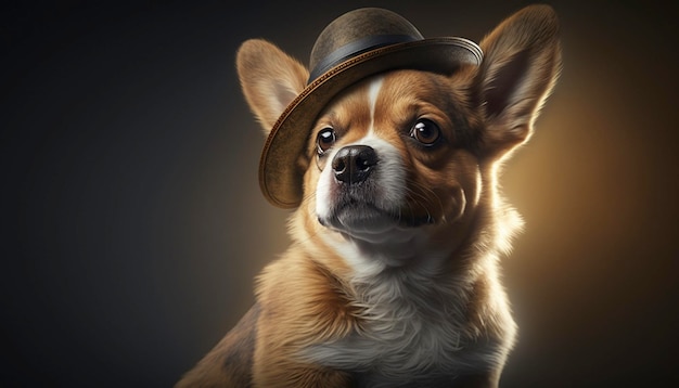 Funny dog wearing hat Generative Ai