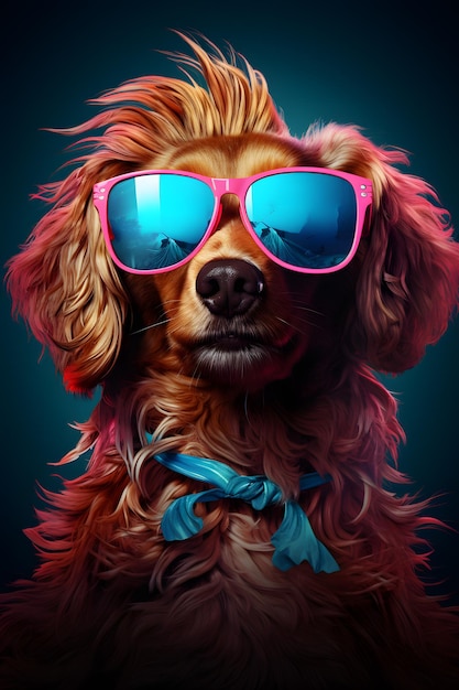 Funny dog wearing sunglasses