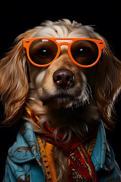 Funny dog wearing sunglasses