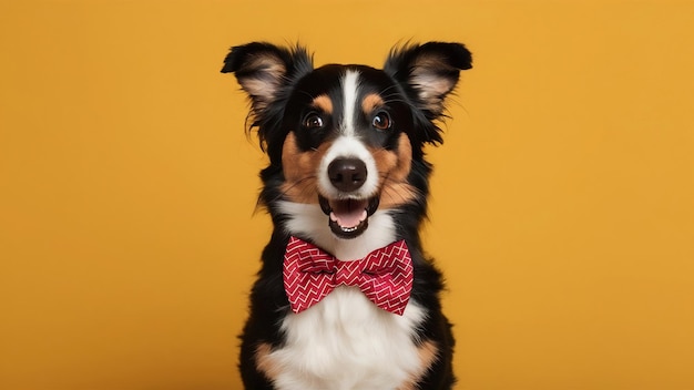 Funny dog with red bow tie