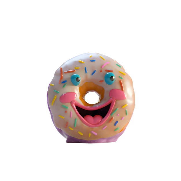 Funny donut isolated on white background 3d rendering