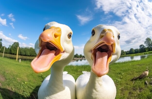 写真 面白いアヒルの肖像画