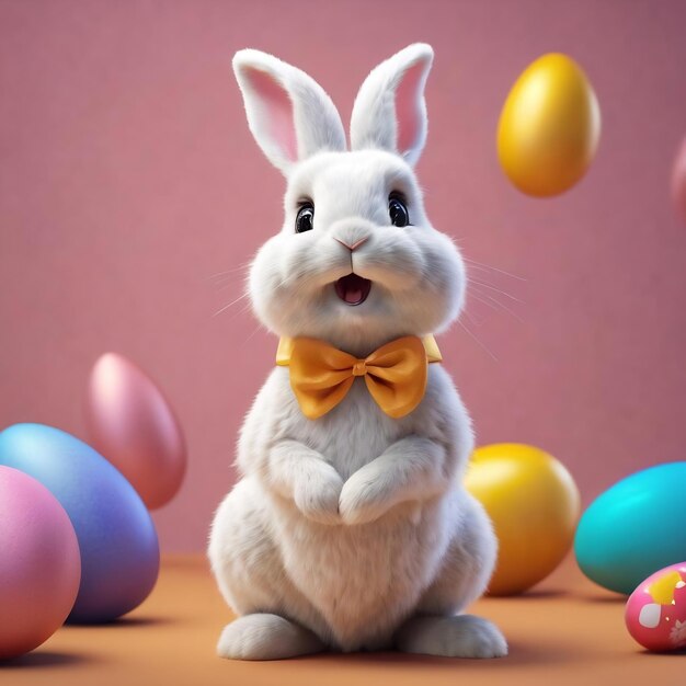 Funny easter bunny happy easter holiday concept
