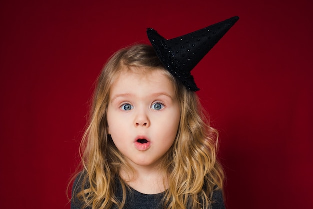 funny face girl in witch hat