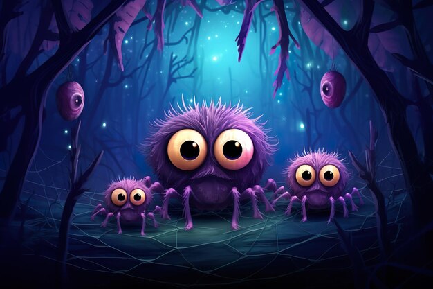 Funny Family of Spider cartoon for you design