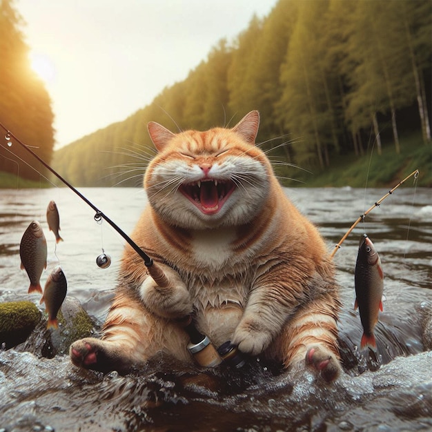 写真 楽しい太った猫