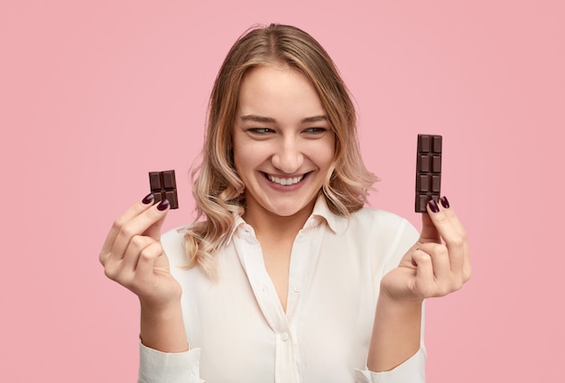 Funny female looking pieces of chocolate