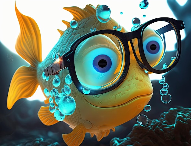 Premium Photo  Funny fish face anthropomorphic person in glasses