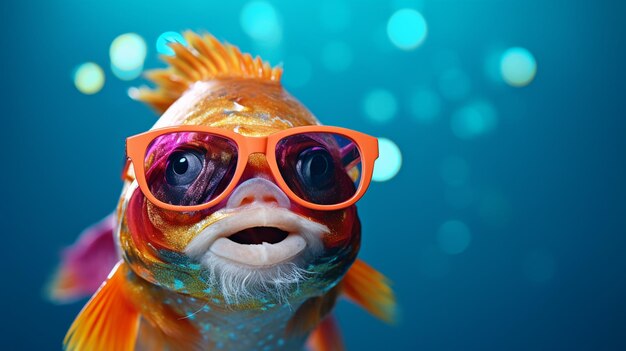 Funny fish in sunglasses
