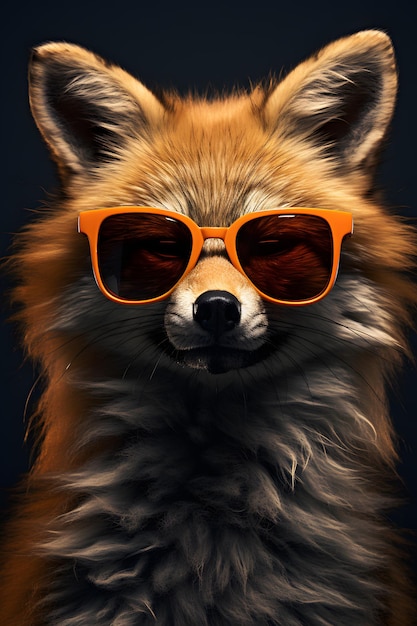 Funny fox wearing sunglasses