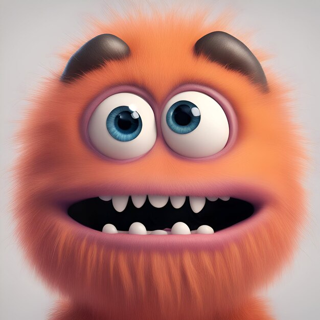 Funny fox with big eyes and mouth 3d rendering