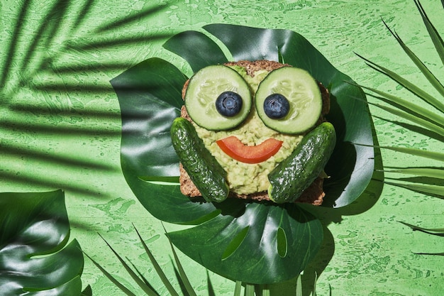 Funny Frog Toast With Cucumber And Mashed Avocado