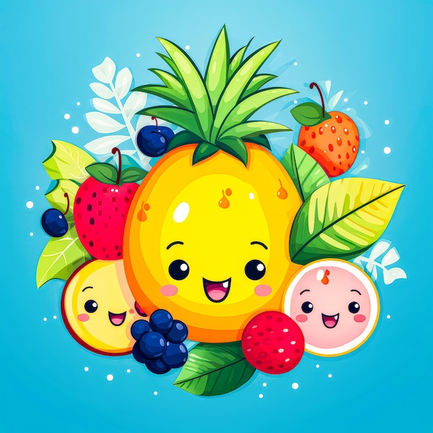 楽しいフルーツのエモジ キャラクター 遊び心のあるフルーツアイコン