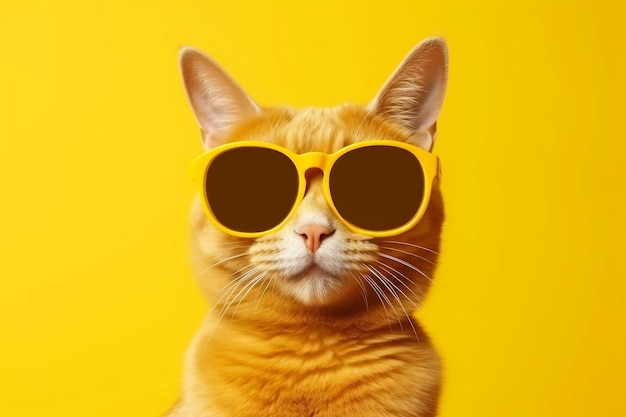 Забавный рыжий кот в солнечных очкахAi генеративный