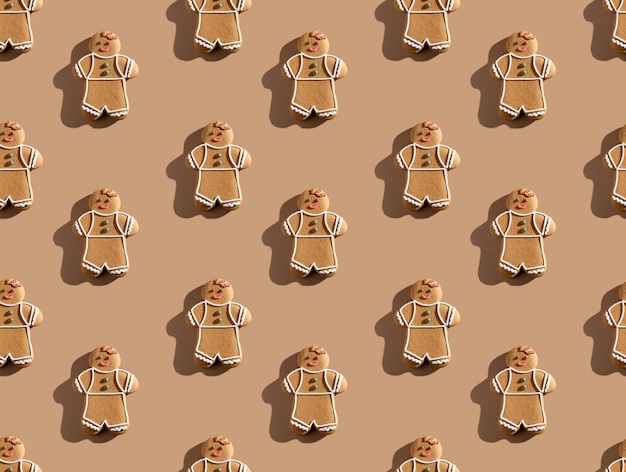 Photo funny gingerbread man pattern cute pastry design